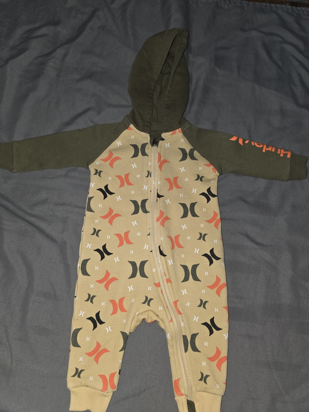 Hurley Kids Tan & Olive Logo Zip Footie